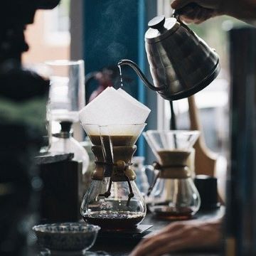 Pouring into coffee drip pot